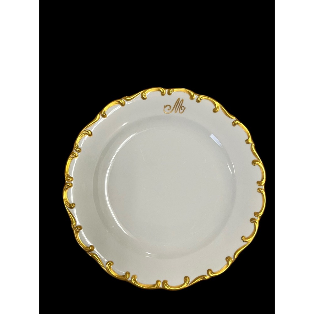 Schumann Arzberg Bavaria White Elegance Gold Gilt Monogram M Plates Set of 4 - Picture 2 of 8